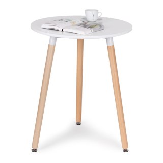 Nowoczesny Stolik Skandynawski 60 Cm – Bukowe Nogi, Matowy Blat ModernHome
