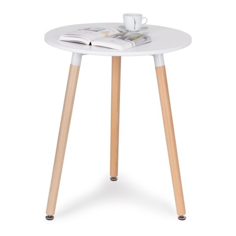 Nowoczesny Stolik Skandynawski 60 Cm – Bukowe Nogi, Matowy Blat ModernHome
