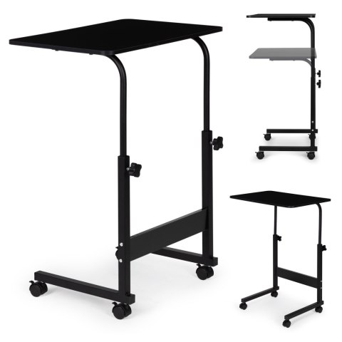 Mobilne Biurko Do Laptopa ModernHome – Regulowana Wysokość, Kółka, Czarny Mobilne Biurko Do Laptopa ModernHome – Regulowana Wysokość, Kółka, Czarny