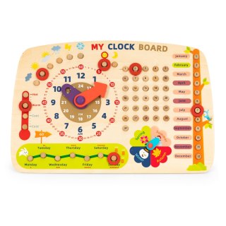 Drewniana Tablica Edukacyjna Ecotoys – Kalendarz, Zegar, Pory Roku