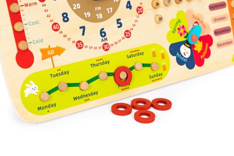 Drewniana Tablica Edukacyjna Ecotoys – Kalendarz, Zegar, Pory Roku