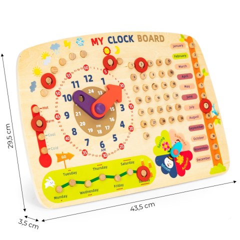 Drewniana Tablica Edukacyjna Ecotoys – Kalendarz, Zegar, Pory Roku