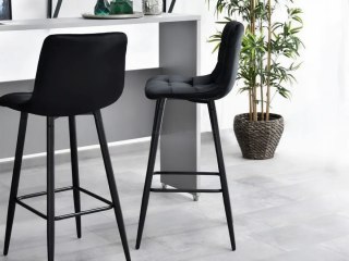 Hoker Stołek Barowy ModernHome Welur – Do Kuchni, Jadalni, Baru, Restauracji
