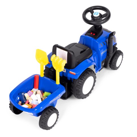 Traktor Jeździk New Holland z przyczepką i Akcesoriami Niebieski
