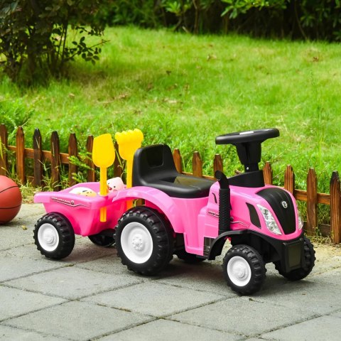 Traktor Jeździk New Holland z przyczepką i Akcesoriami Różowy Traktor Jeździk New Holland z przyczepką i Akcesoriami Różowy