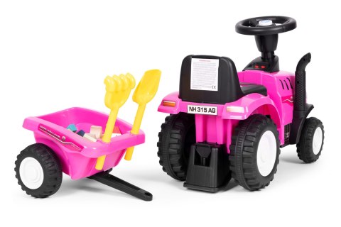 Traktor Jeździk New Holland z przyczepką i Akcesoriami Różowy Traktor Jeździk New Holland z przyczepką i Akcesoriami Różowy