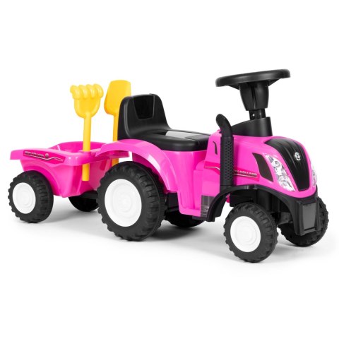 Traktor Jeździk New Holland z przyczepką i Akcesoriami Różowy Traktor Jeździk New Holland z przyczepką i Akcesoriami Różowy