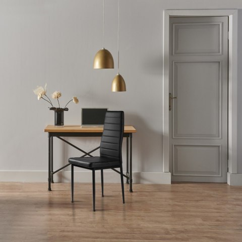 Zestaw krzeseł do jadalni salonu z ekoskóry 4 szt. wysokie oparcie - czarne ModernHome Zestaw krzeseł do jadalni salonu z ekoskóry 4 szt. wysokie oparcie - czarne ModernHome