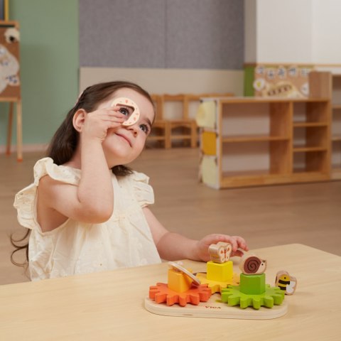 Drewniany Sorter Viga Kształty i Mechanizmy – Montessori Koła Zębate