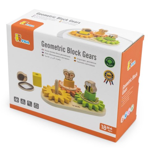 Drewniany Sorter Viga Kształty i Mechanizmy – Montessori Koła Zębate