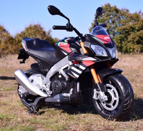 Motocykl Elektryczny APRILIA TUONO V4 – Miękkie Koła EVA, Silniki 45W, Światła LED Motocykl Elektryczny APRILIA TUONO V4 – Miękkie Koła EVA, Silniki 45W, Światła LED