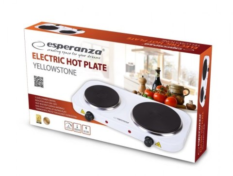 Kuchenka Elektryczna Esperanza YELLOWSTONE EKH007W - Dwupalnikowa, 2500W, Biała Kuchenka Elektryczna Esperanza YELLOWSTONE EKH007W - Dwupalnikowa, 2500W, Biała
