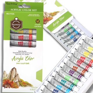 Zestaw Farb Akrylowych – 12 Kolorów W Tubkach 6 ml