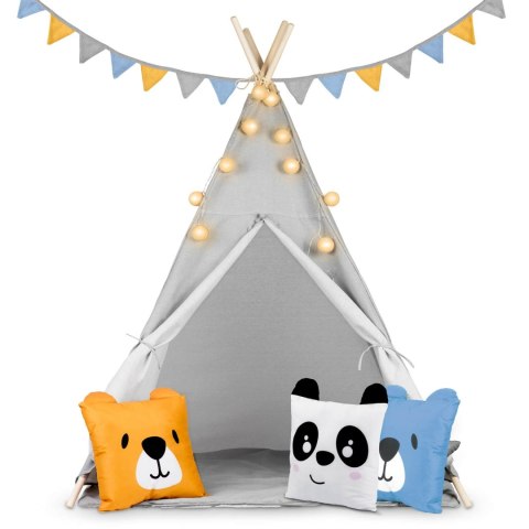 Namiot tipi wigwam dla dzieci ze światełkami Nukido - szary Namiot tipi wigwam dla dzieci ze światełkami Nukido - szary
