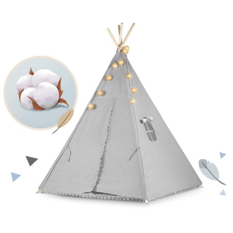 Namiot tipi wigwam dla dzieci ze światełkami Nukido - szary Namiot tipi wigwam dla dzieci ze światełkami Nukido - szary