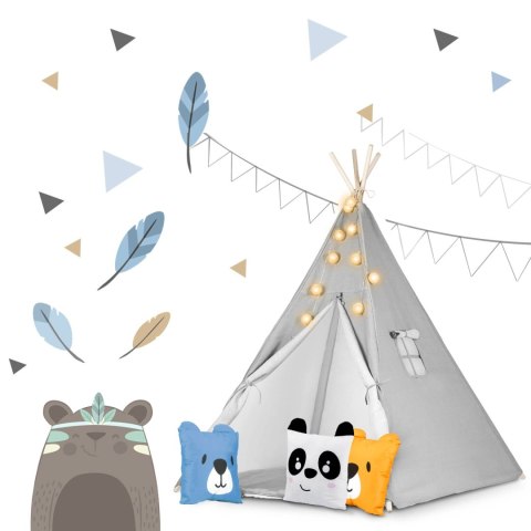 Namiot tipi wigwam dla dzieci ze światełkami Nukido - szary Namiot tipi wigwam dla dzieci ze światełkami Nukido - szary