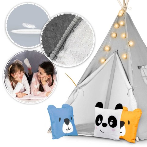 Namiot tipi wigwam dla dzieci ze światełkami Nukido - szary Namiot tipi wigwam dla dzieci ze światełkami Nukido - szary