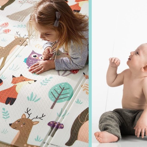 Duża składana mata piankowa dwustronna 150x200 cm - Las NiceKids Duża składana mata piankowa dwustronna 150x200 cm - Las NiceKids