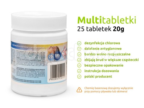 Tabletki Multifunkcyjne 25 x 20g – 0,5kg Chemia Basenowa Tabletki Multifunkcyjne 25 x 20g – 0,5kg Chemia Basenowa