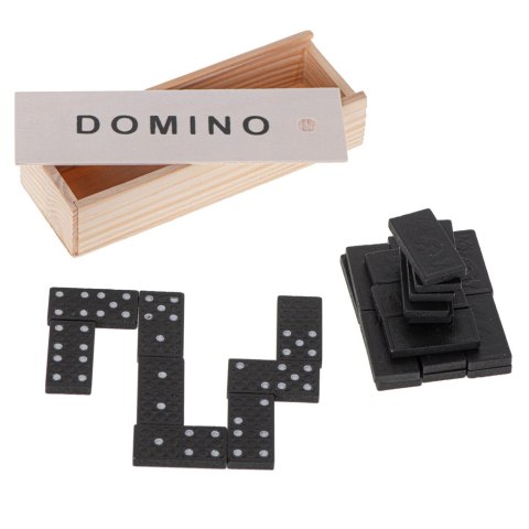 Domino drewniane gra rodzinna edukacyjna z etui klocki z drewna do gry