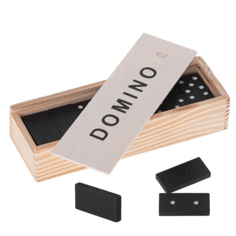 Domino drewniane gra rodzinna edukacyjna z etui klocki z drewna do gry