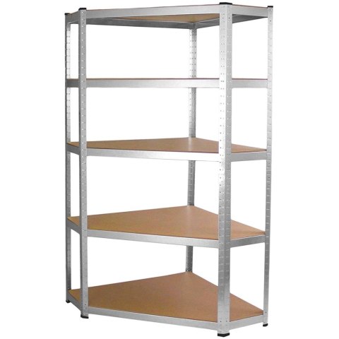 Narożny Regał Magazynowy 180x90x30 cm – Stal Ocynkowana, MDF