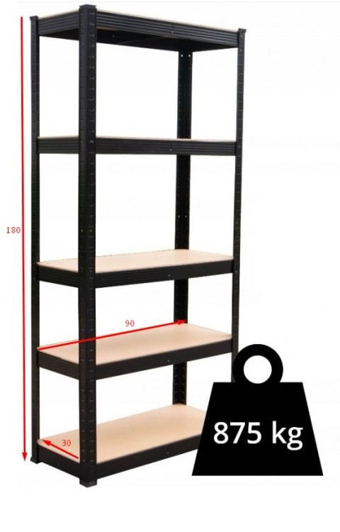 Regał Magazynowy 180x90x30 cm – Stal Ocynkowana, MDF