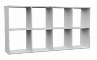 Regał MALAX 2x4 biały 147 cm 8 półek na książki zabawki komorowy