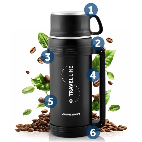 Termos próżniowy turystyczny z paskiem Berdsen BD-781 1500 ml Termos próżniowy turystyczny z paskiem Berdsen BD-781 1500 ml