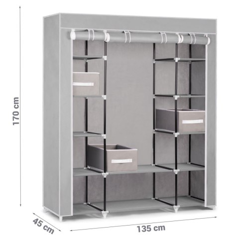 Szafa tekstylna Massido z szufladami i półkami – garderoba XXL, 135x45x170 cm Szafa tekstylna Massido z szufladami i półkami – garderoba XXL, 135x45x170 cm
