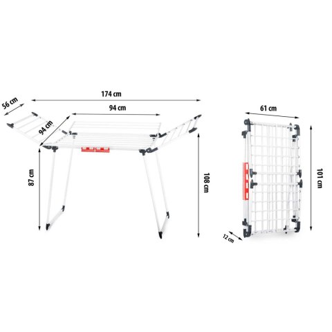 Suszarka na pranie 22m Massido Lina stojąca metalowa 4 skrzydła