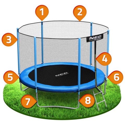 Trampolina Ogrodowa Neo-Sport 183cm (6ft) z Siatką Zewnętrzną i Drabinką Trampolina Ogrodowa Neo-Sport 183cm (6ft) z Siatką Zewnętrzną i Drabinką