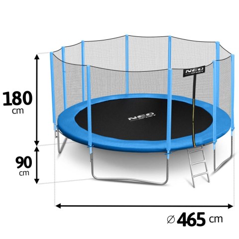 Trampolina ogrodowa 15ft/465cm z siatką zewnętrzną i drabinką Neo-Sport Trampolina ogrodowa 15ft/465cm z siatką zewnętrzną i drabinką Neo-Sport