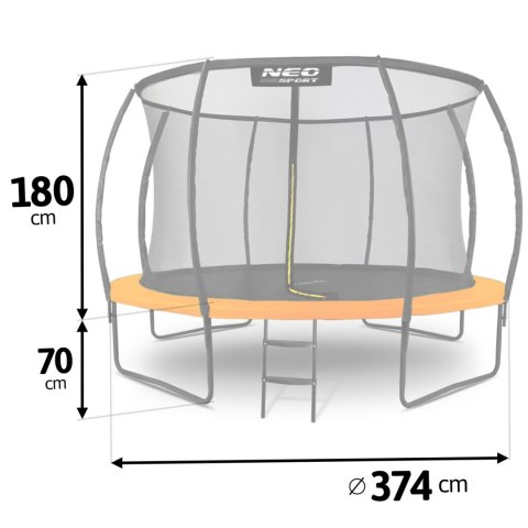 Trampolina ogrodowa profilowana 12ft/374cm z siatką wewnętrzną Neo-Sport Trampolina ogrodowa profilowana 12ft/374cm z siatką wewnętrzną Neo-Sport