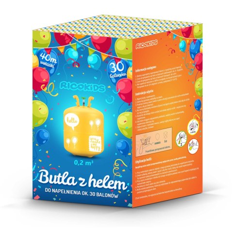 Zestaw Imprezowy Butla Z Helem Ricokids 0,20 m³ + 30 Balonów + Wstążka 40 m Zestaw Imprezowy Butla Z Helem Ricokids 0,20 m³ + 30 Balonów + Wstążka 40 m