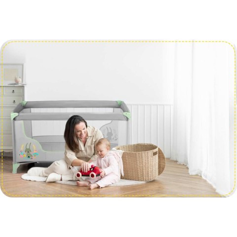 Łóżeczko Turystyczne RK-240 Szaro-Miętowe 125x65x78 cm z Materacem Łóżeczko Turystyczne RK-240 Szaro-Miętowe 125x65x78 cm z Materacem