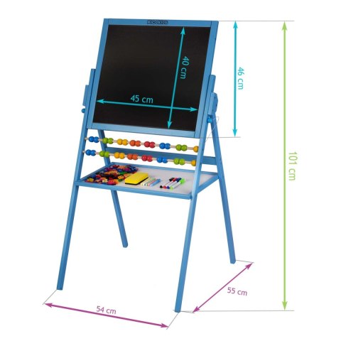 Ricokids Duża Tablica Magnetyczna Drewniana dla Dzieci 4w1 Niebieska Ricokids Duża Tablica Magnetyczna Drewniana dla Dzieci 4w1 Niebieska