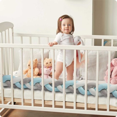 Otulacz do łóżeczka Ricokids – pleciony ochraniacz warkocz 2m niebiesko-szary Otulacz do łóżeczka Ricokids – pleciony ochraniacz warkocz 2m niebiesko-szary