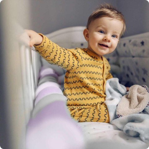 Otulacz do łóżeczka Ricokids – pleciony ochraniacz warkocz 3m fioletowo-szary