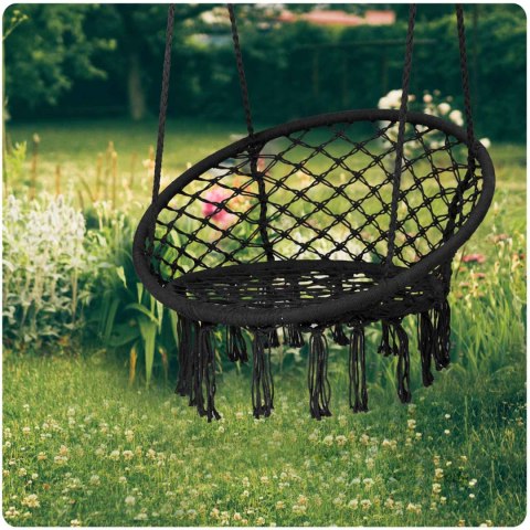 Huśtawka Ogrodowa Bocianie Gniazdo - Fotel Wiszący BOHO Czarny Huśtawka Ogrodowa Bocianie Gniazdo - Fotel Wiszący BOHO Czarny