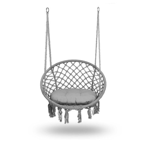 Huśtawka Ogrodowa Bocianie Gniazdo - Fotel Wiszący BOHO Szary + Poduszka Huśtawka Ogrodowa Bocianie Gniazdo - Fotel Wiszący BOHO Szary + Poduszka
