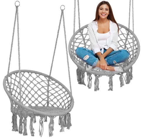 Huśtawka Ogrodowa Bocianie Gniazdo - Fotel Wiszący BOHO Szary Huśtawka Ogrodowa Bocianie Gniazdo - Fotel Wiszący BOHO Szary