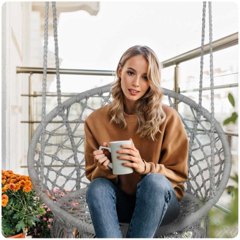 Huśtawka Ogrodowa Bocianie Gniazdo - Fotel Wiszący BOHO Szary Huśtawka Ogrodowa Bocianie Gniazdo - Fotel Wiszący BOHO Szary