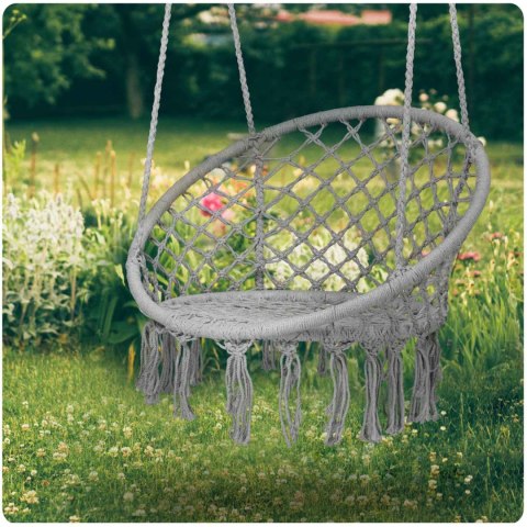 Huśtawka Ogrodowa Bocianie Gniazdo - Fotel Wiszący BOHO Szary Huśtawka Ogrodowa Bocianie Gniazdo - Fotel Wiszący BOHO Szary