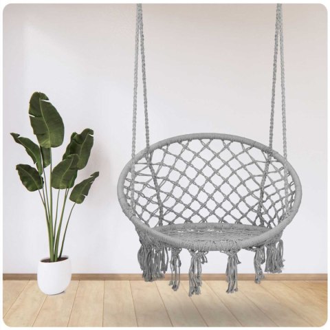 Huśtawka Ogrodowa Bocianie Gniazdo - Fotel Wiszący BOHO Szary Huśtawka Ogrodowa Bocianie Gniazdo - Fotel Wiszący BOHO Szary