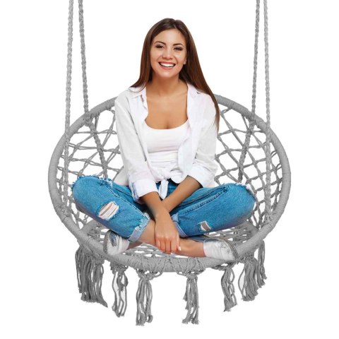 Huśtawka Ogrodowa Bocianie Gniazdo - Fotel Wiszący BOHO Szary Huśtawka Ogrodowa Bocianie Gniazdo - Fotel Wiszący BOHO Szary