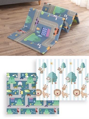 Dwustronna Mata Piankowa Dla Dzieci 150x200 cm – Ulica i Zwierzęta