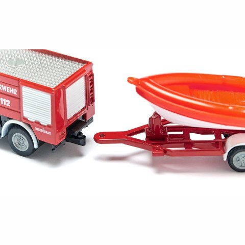 Siku Straż pożarna Unimog z łodzią - metalowy model S1636 Siku Straż pożarna Unimog z łodzią - metalowy model S1636