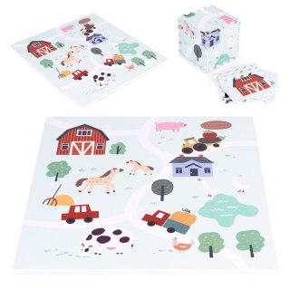 Piankowa Mata EVA Puzzle ECOTOYS – Kolorowa Farma Dla Dzieci 90,5x90,5 cm