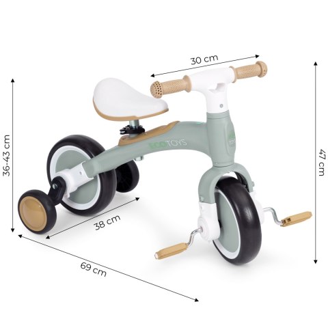 Rowerek Biegowy ECOTOYS 3W1 – Regulacja Siodełka i Odłączane Pedały